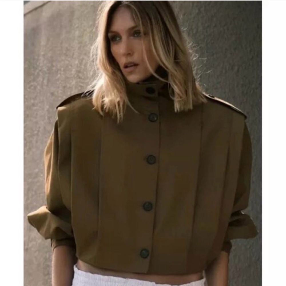 NWT Zara Collection Pleated Trench Olive Green- SZ Medium